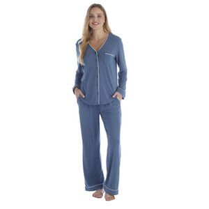 Softies Taylor Long Sleeve Ankle PJ Set 2 Piece Size Small Lakeside Blue